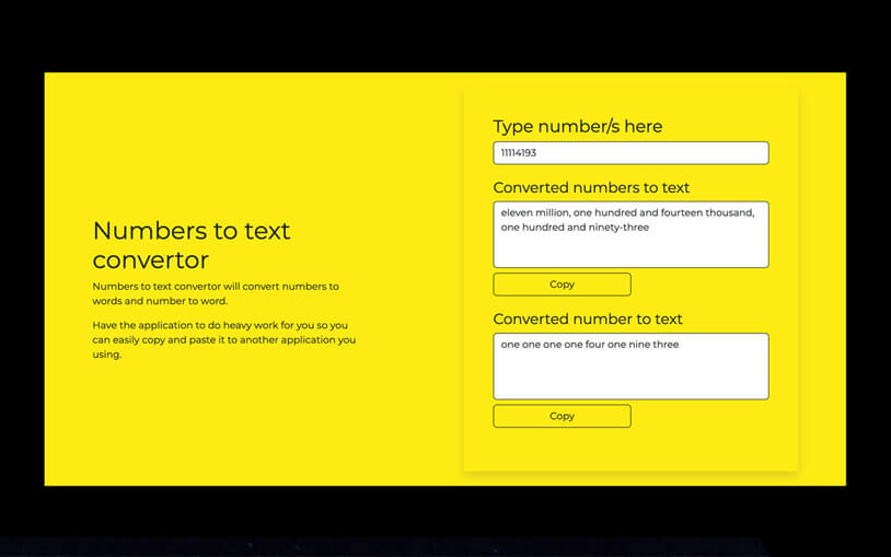 Numbers to text convertor